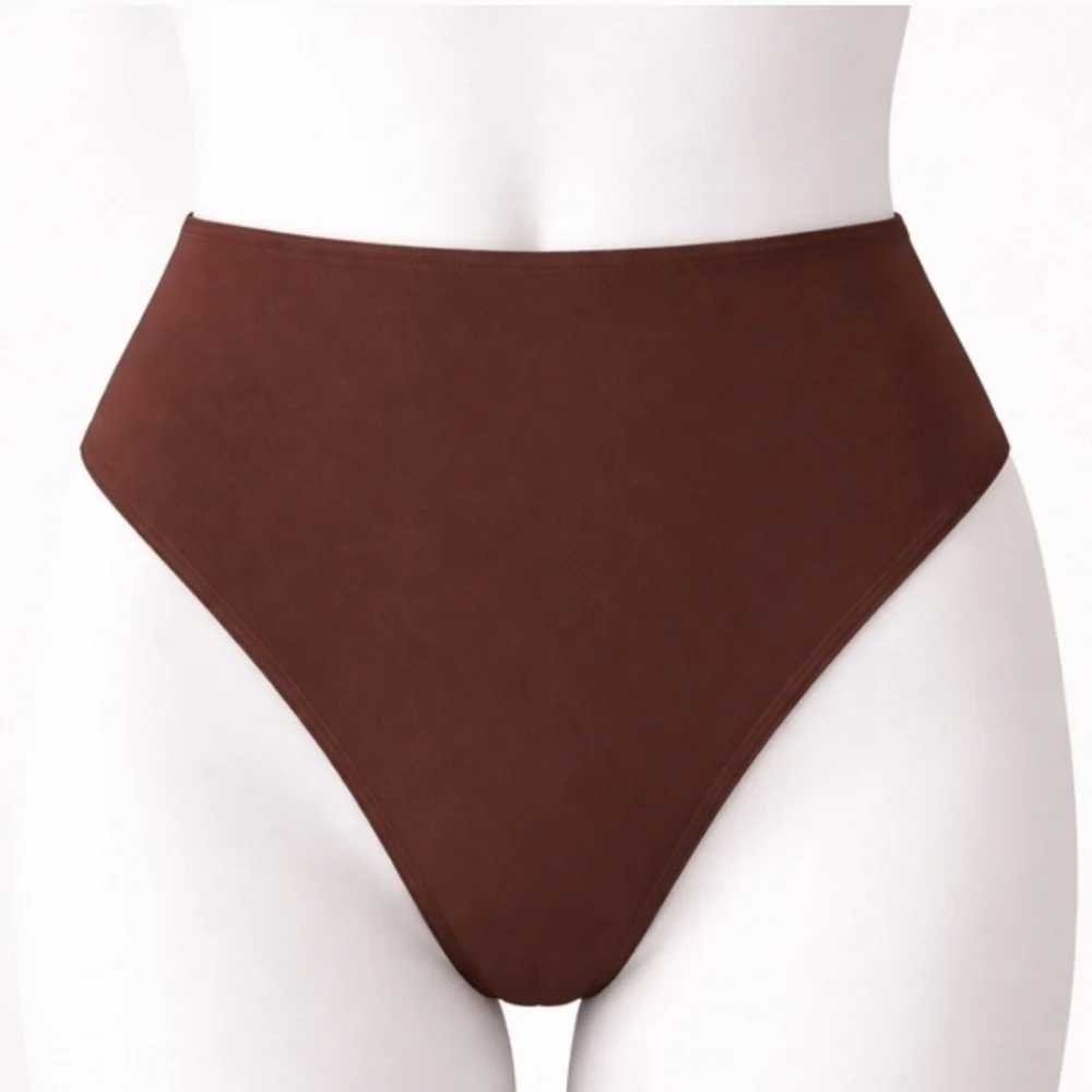SKIMS SWIM MID Coverage Bottom Bikini Swimwear Cocoa Brown Medium NWT